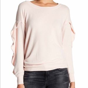 Harlowe & Graham Pink Pullover Ruffle Sweater